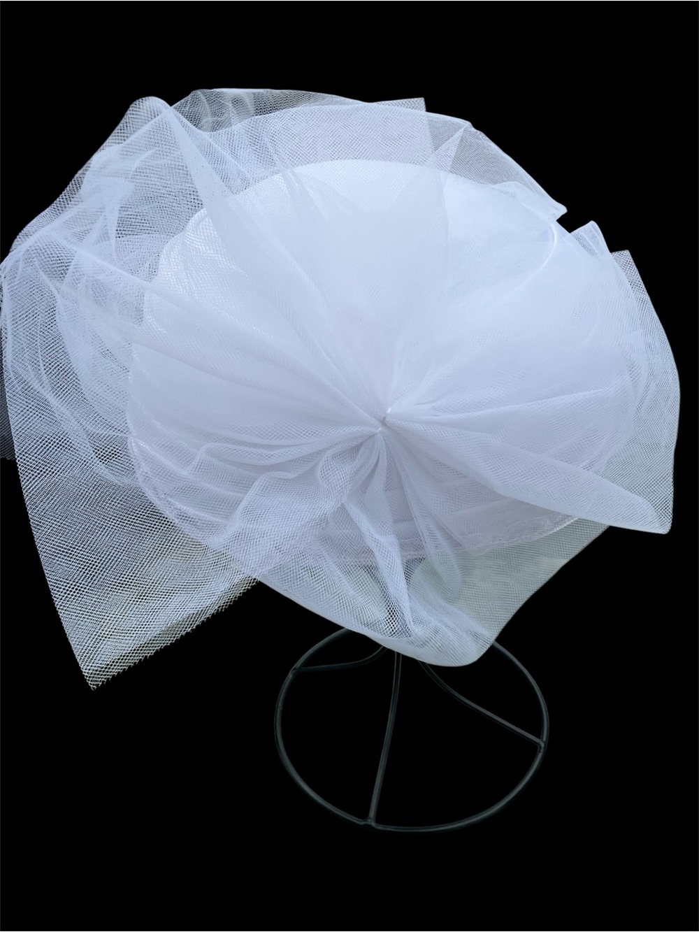 Classic White Tulle Fascinator Hat by Mr. Hi